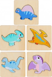 Houten puzzel Dinosaurus 11 x 11 cm