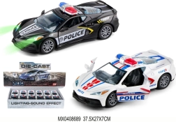 Kovinski policijski avtomobilček 1:32 z lučkami in povratnim navijanjem