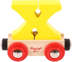 Drewniany wagonik z literą X - Bigjigs Rail