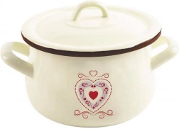 Enamel Pot with Lid, Beige TONCA 16 cm, 2.3 l