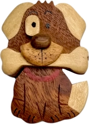 Drvena magnetna figurica pas s kosti – velika