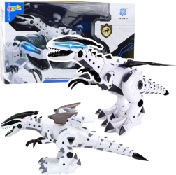 Robotic dinosaur with lights and sounds, battery-powered