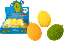 Stresszoldó szorongatható labda jackfruit formában – nyújtható gumijáték