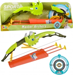 Zelený luk Dinozaur se šípy s přísavkami a terčem