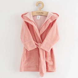 Children's terry bathrobe with hood NEW BABY Comfortably, pink