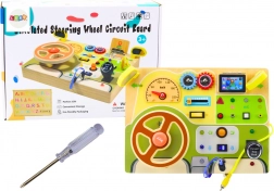 Wooden sensory manipulation board car with LED lights