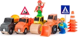 Construction Vehicles with Drivers – Wooden Set for Kids