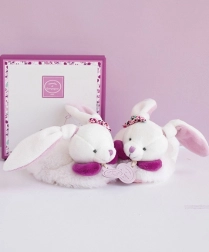 Coffret cadeau chaussons avec hochets lapin 6–12 mois