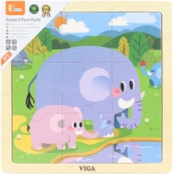 Puzzle in legno con elefanti – 9 pezzi