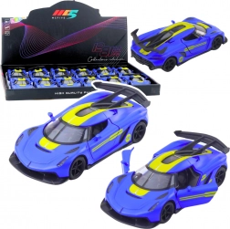 Auto sportivo in metallo 1:32 con meccanismo pull-back e porte apribili – blu