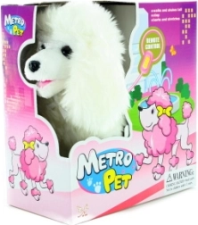 walking puppy on a cable with a wagging tail