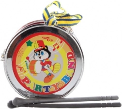 Tamburo in plastica 13 cm con bacchette