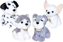 Plys siddende hund 20 cm – dalmatiner, husky, schnauzer eller hvid