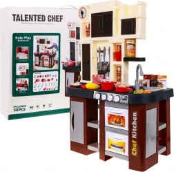 Interactieve speelgoedkeuken met stromend water en lichteffecten, 58 onderdelen