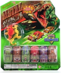 set di mini auto dinosauro e figure di dinosauri (6 auto + 4 figure)