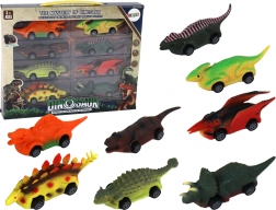 Barevné autíčka ve tvaru dinosaurů - sada 8 kusů