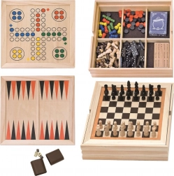 Wooden 4-in-1 Board Game Set