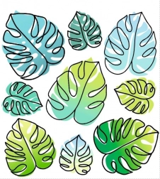 Iron-on images with monstera leaves 15 × 21 cm