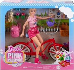 Barbie op de fiets met puppy – reisset Roze paspoort