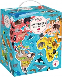 Puzzle da 60 pezzi Puzzlove - Mappa del mondo Animali