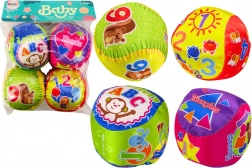 Set zachte ballen Gekleurde educatieve rammelballen 4 stuks.