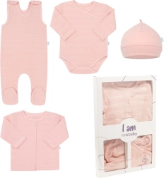 Set neonato 4 pezzi NEW BABY I AM, rosa, taglia 56 (0–3 mesi)