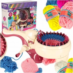 Knitting machine with knitting and sewing kit with 5 colors of yarn