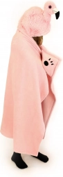 Cozy Noxxiez Flamingo – warm children’s hooded blanket with paw pockets