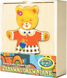 Vesta l’orsetto – puzzle in legno con vestitini in scatola