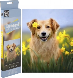 Grafix diamond painting dog in daffodils 30 × 30 cm