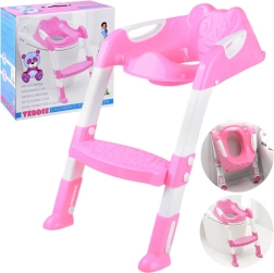 Children's Toilet Seat with Steps Pink Panda
