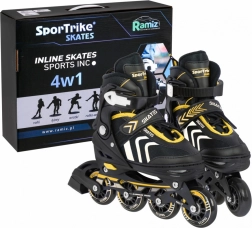 Set di pattini 4 in 1 per bambini: inline, quad e da ghiaccio – taglia 39–43 – giallo