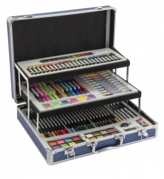 Metalen uitklapbare schilderskoffer – complete creatieve set 140 stuks