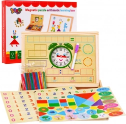 Wooden magnetic board for kids 3+ educational set with accessories