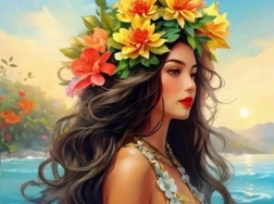 Diamantmaleri pige ved havet 30 × 40 cm