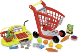 Shopping cart with accessories and cash register for kids