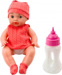 Tkanena lutka s bočicom 30 cm, zvučni efekti, ružasta odjeća