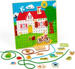 Snørebræt i træ – hus BIGJIGS TOYS