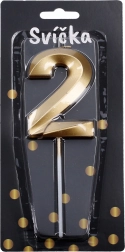 Párty svíčka číslo 2 zlatá