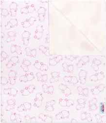 nepremokavá flanelová podložka New Baby hrošík biela/ružová