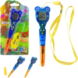 Elektronické pero s mini konzolou 168 v 1 so šnúrkou, oranžovo‑modré