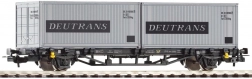 Piko flat wagon Lgs579 with 2× 20' DEUTRANS containers DR, era IV