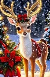 Diamantmosaik - Rensdyr med sløjfe