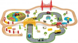 Ferrovia in legno con percorso rurale di Bigjigs Rail