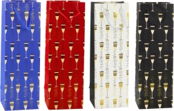 Darilna vrečka za steklenico z motivom kozarcev 36 × 12 × 10 cm