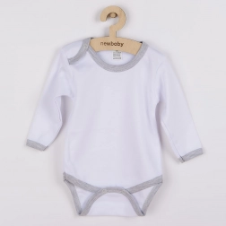 Baby long-sleeve bodysuit with grey trim NEW BABY