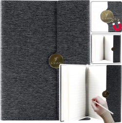 Sort kontor notesbog med magnet A5 linjeret