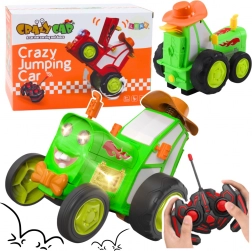 Op afstand bestuurbare springende tractor groen