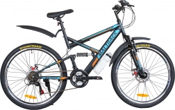 Maltrack mountain bike 26" steel, black–blue–orange