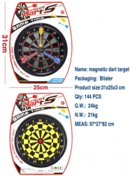 Double-sided magnetic dartboard 20 cm with 3 darts